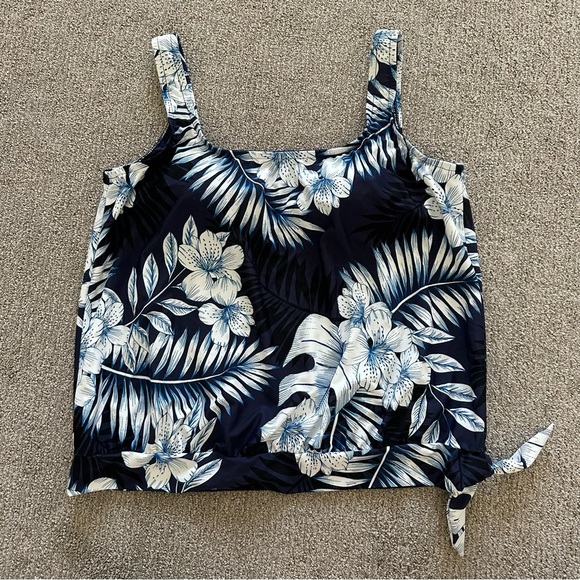 Maxine of Hollywood Moonlight Tropics Blouson Tankini Separate Size 16 - Picture 3 of 7